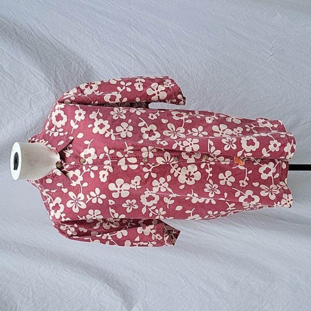 Men's Kahala 1936 shirt, short sleeves, floral, garnet cream, sz XL
